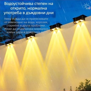 Соларна стенна лампа за външни пространства — прожектор за измиване на стени, IP65, 4000–6000K, ≤36V, 6–12 ч непрекъснато осветяване, постмодерен стил