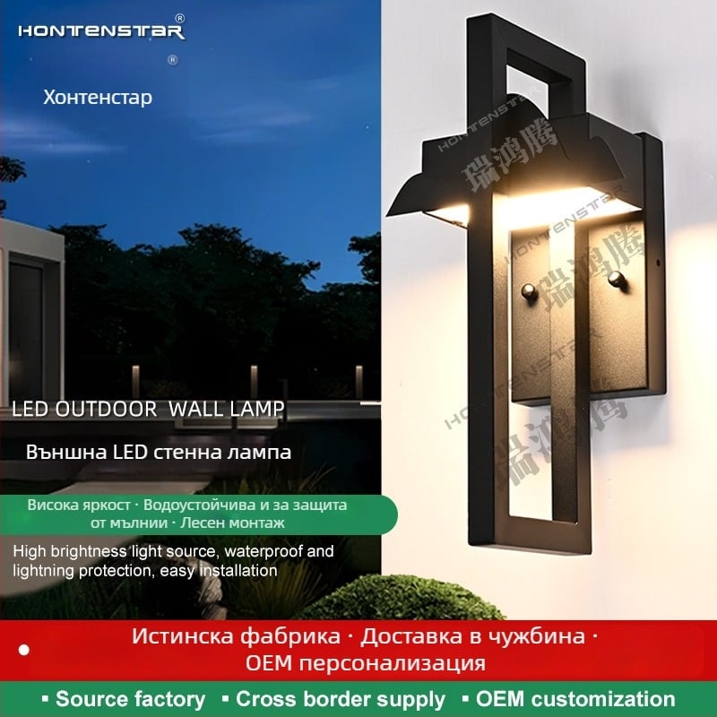 LED външно стенно осветление, корпус от лята алуминиева сплав, IP65 водоустойчиво, 1100–1500 lm, 3000–8000 K, 120° ъгъл на светлинния лъч