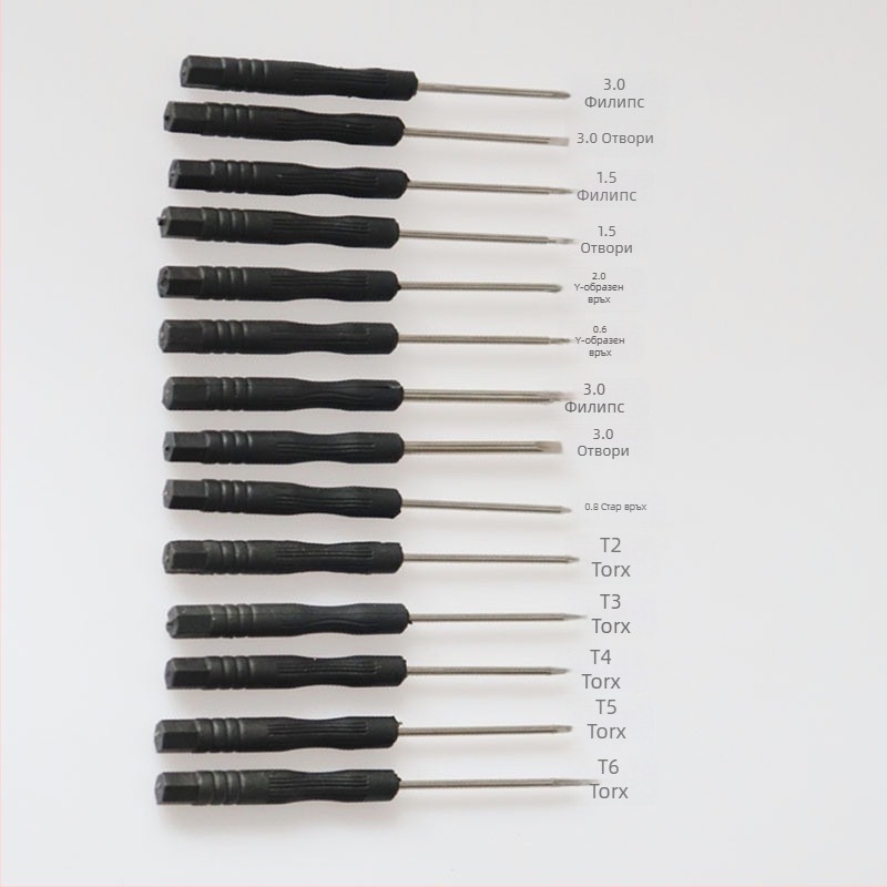 Прецизна микро отвертка с кръстовидна глава, 45# стомана, немагнитна, дръжка ПП, тегло 3.0 g