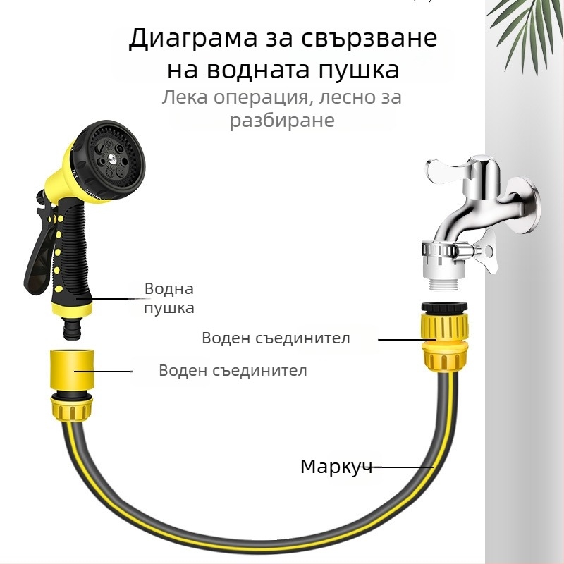 Високонапорна водна пръскачка за миене на коли и поливане на цветя и зеленчуци, мултифункционална пръскачка за балкон, 16 мм вътрешен диаметър, PVC материал