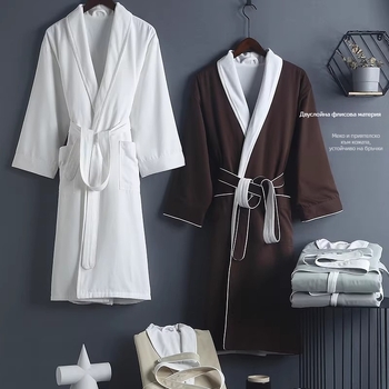 Халат за хотел за двойки, смесен материал, 1000 g, двойнослоен ревер, възможност за печат на лого
