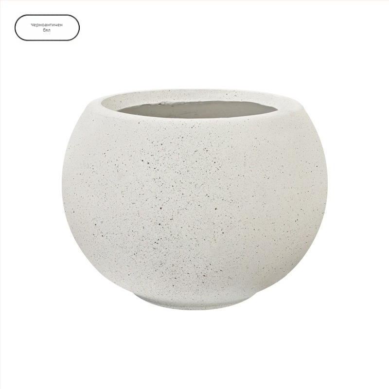 Сферичен съд за цветя от магнезиев оксид – самополиване, издръжлив циментен сак за настолен или подов монтаж