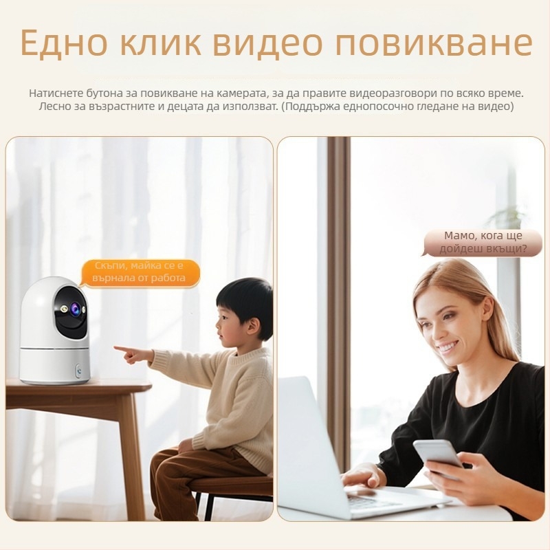 Far Away Home вътрешна PTZ камера със 360° панорамна визия, аудио интерком, 5V DC, ABS корпус, таванен монтаж