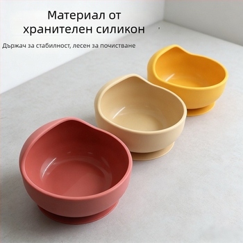 Силиконов комплект: чиния със охлюв и лъжичка за бебета – 2 части, хранителен силикон, за деца над 6 месеца