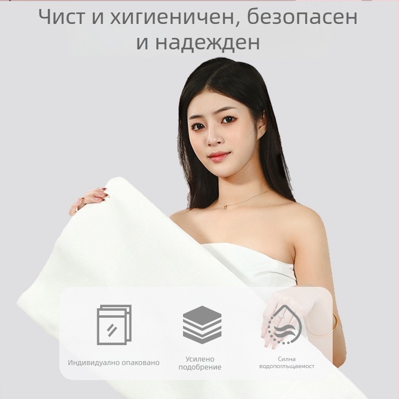 Еднократна кърпа за баня от микрофибър за салони и хотели, Ten joyful, самостоятелно опакована, бърза абсорбция 0–5 сек, основа от нетъкан текстил, персонализирана