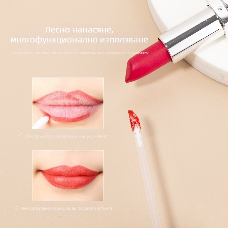 Еднократна четка за устни с флокирана гланц четка, мини преносим инструмент за грим