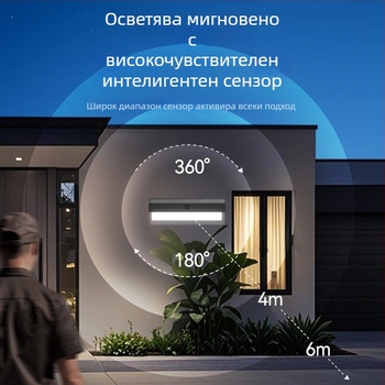 Соларно външно стенно осветление с датчик за движение, 174 светодиода, 5000 lm, 3000–6500 K, IP54, 120° ъгъл на светлината, ABS корпус, модел Zq-bd