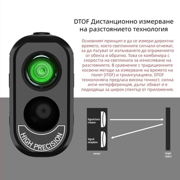 Голф лазерен далекомер с обхват до 2000 м, точност ±1 м, измерване на разстояние, височина и ъгъл, голф телескоп