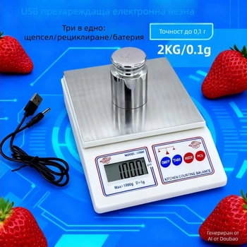 Електронна кухненска везна, USB захранване, обхват 1–10 кг, разделение 0.1 г, модел Zhh-d