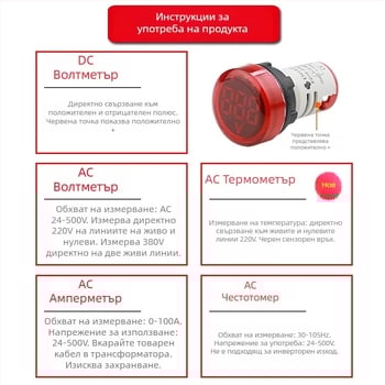 Измервател на напрежение, ток и честота (AC/DC) – цифров двоен дисплей, компактен дизайн, вход 24/220/380V, модел ED16-22