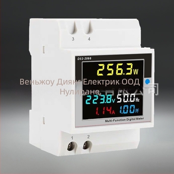DIN релсов дигитален многофункционален измервател за еднофазно домакинство – напрежение, ток и мощност – D52-2066