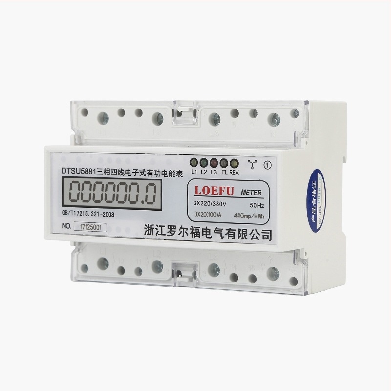 DTSU5881 DIN-рейка монтаж, 3-фазен 4-проводен ват-часов измервател с LCD дисплей