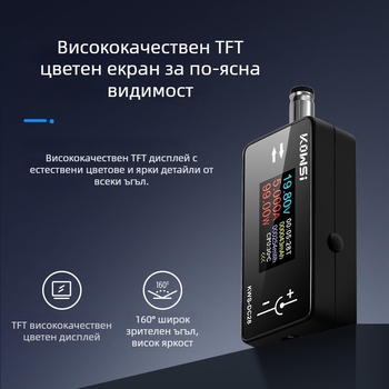 KWS-DC28 заряден детектор с 12A висок ток, DC5525 интерфейс, волтметър и ватомер