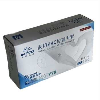 Intco еднократни PVC ръкавици, издърпващ тип, 100 бр./кутия, общо ползване