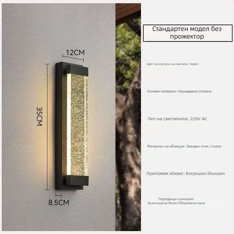 Външна водоустойчива стенна лампа за двор и вход, европейски стил кристално осветление, IP65, 111–240 V, 20 LED, 3000 K, неръждаема стомана