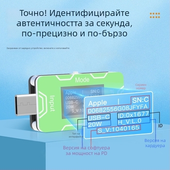 CT02 PD/QC детектор за бързо зареждане за партидни тестове, 0-100W, тегло 12, околна температура 30°C