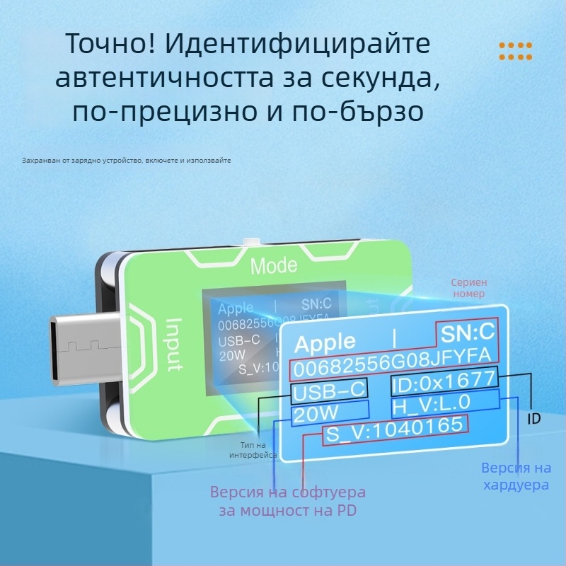 CT02 PD/QC детектор за бързо зареждане за партидни тестове, 0-100W, тегло 12, околна температура 30°C