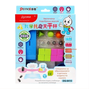 Duoqi балансова везна – обучително пособие за начално училище (2–3 клас): математика и експерименти по физика, пластмасова конструкция, тава за тежести.