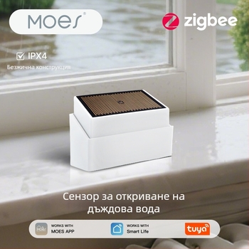 MOES Zigbee интелигентен датчик за валежи и външно осветление, IPx4 водоустойчив, CR123A батерия
