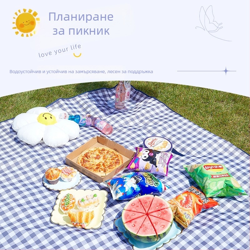 Пикникова подложка за открито – Oxford плат, PVC водоустойчив слой, 100% полиестер; подходяща за плаж, къмпинг и пикник