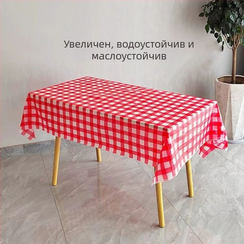 Еднократно покривало за маса, PE пластмаса, квадратна форма, водоустойчиво и маслоустойчиво, модел Window Flower с пион и решетка