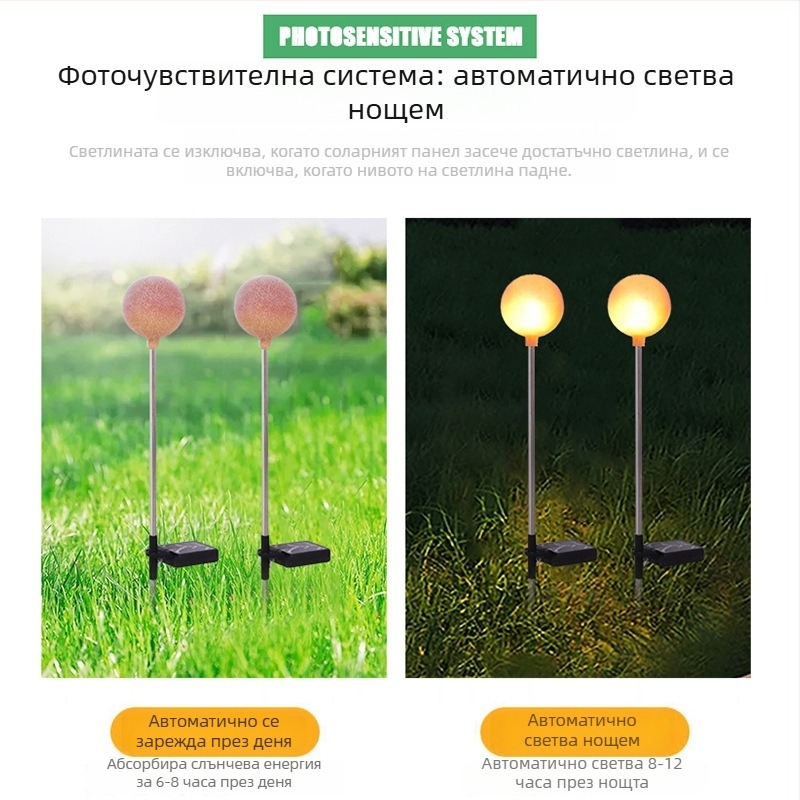 Соларна ландшафтна лампа с форма на цвете, LED, гума, IP65, модел LW-4
