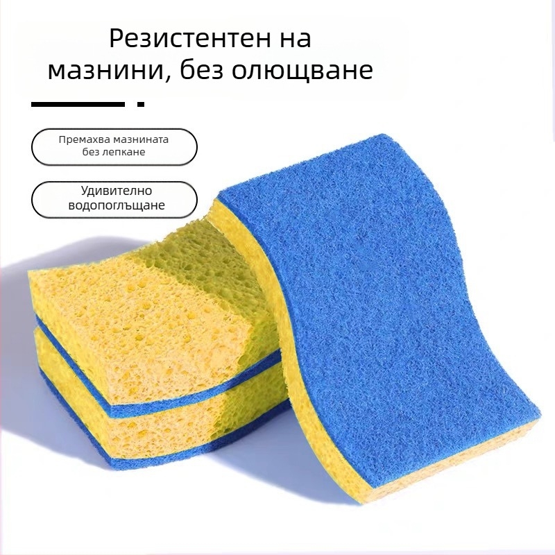 Balance Chaohui гъба за съдове от дървесна целулоза — абсорбира вода, отблъсква мазнини, подходяща за тенджери и купи