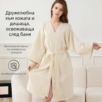 Халат за баня от полиестер-памук, 65% памук, унисекс, за есен