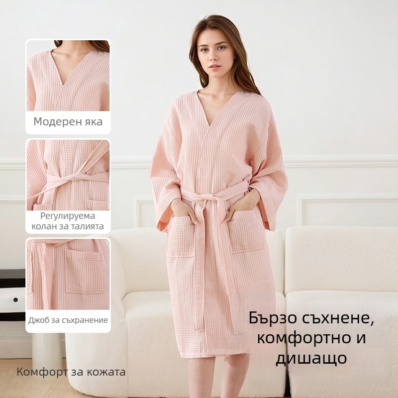 Халат за баня от полиестер-памук, 65% памук, унисекс, за есен