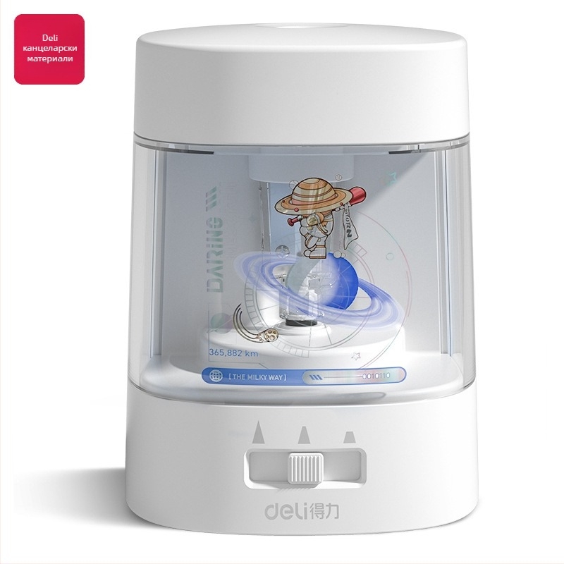 Електрическа острилка за моливи Deli 68659A, регулируема дебелина, пластмасов корпус