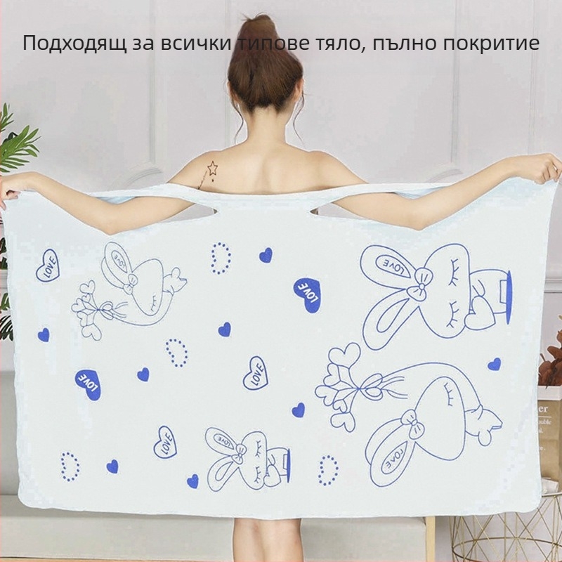 Женски халат за баня с презрамки, кърпа за спа и сауна, удебелен мек микрофибърен полиестер, не изпадат влакна, подходящ за носене от възрастни