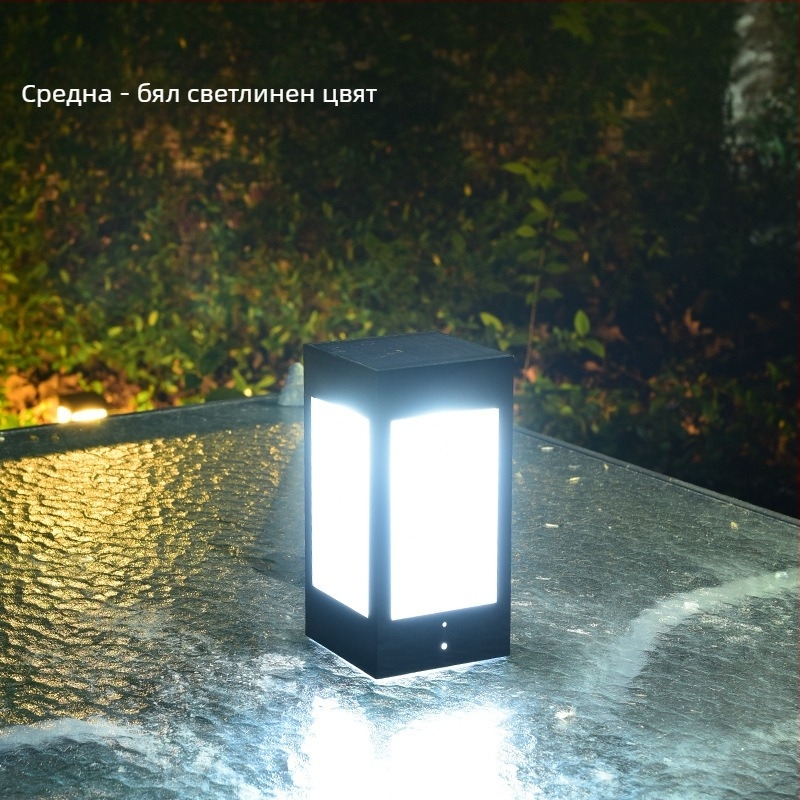Соларна LED лампа за колона, IP65 защита, 5W, 2.4V, модел Square Column Head Lamp, външна водоустойчива, индуктивен превключвател