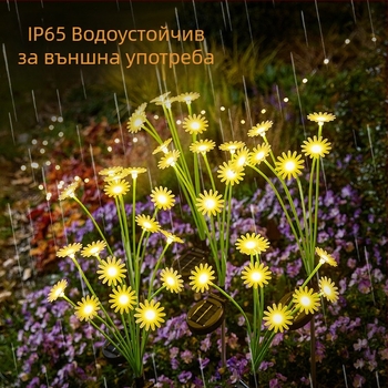 Соларна наземна лампа за двор – Daisy ground lamp, растителен дизайн, неръждаема стомана, IP65, 3W, 6–12 ч светене