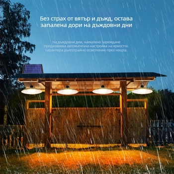 LED соларен полилей за двор, водоустойчив IP65, 15W, време на осветяване 6–12 ч, датчик светлина, модел A2