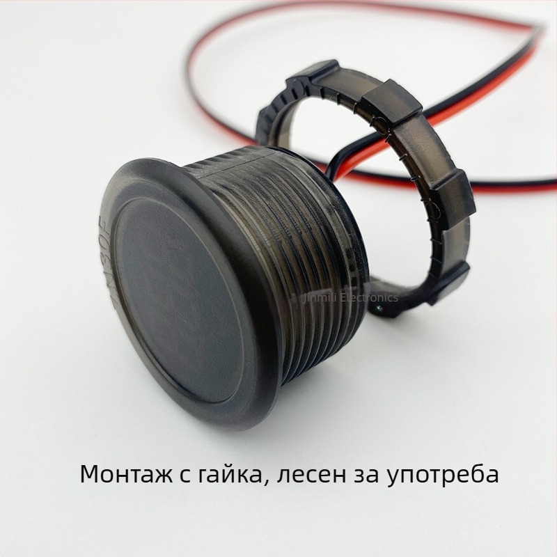 Водоустойчив кръгъл волтметър с LED цифров дисплей, диапазон DC 4–100V, двупроводен, универсален за електрически превозни средства, модел JML30F-DV1