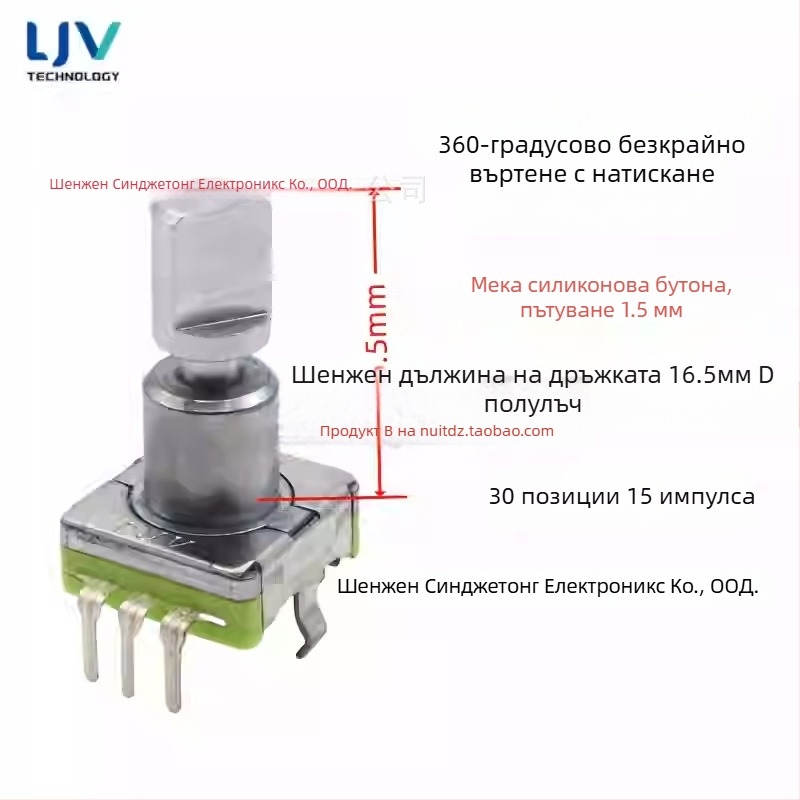 Ljv навигационен потенциометър за звук — копче за автомобилен DVD/радио, въртене 360° с натискане