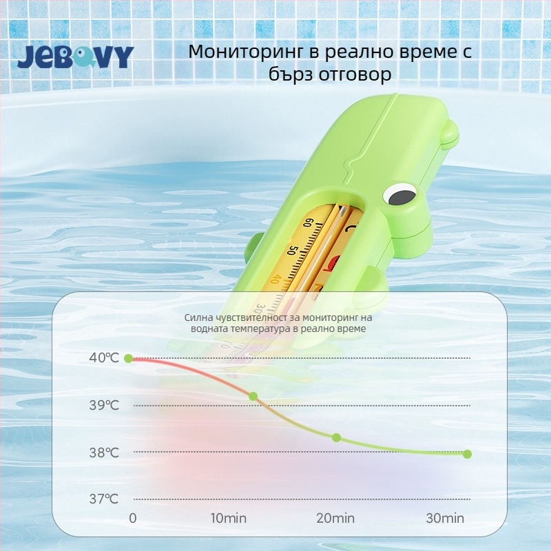 Термометр за водата в бебешката баня – крокодилски дизайн, забавен мультяшен стил, възможност за персонализиране