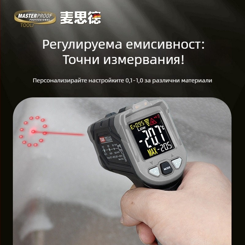 Maxide инфрачервен термометър за индустриална употреба, термометър за температура на масло, високопрецизен кухненски термометър за вода и печене