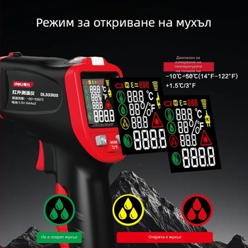 Инфрачервен термометър DL333105 – ръчен, тип термопара, измерва температура на масло; Марка: Effective; Официален частен бранд