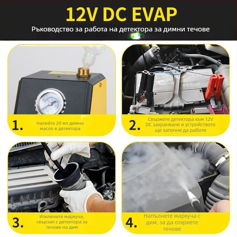 Автомобилен детектор за димни утечки – диагностичен тестер за пропускане, модел 02, произход Китай, предназначен за автомобилен ремонт, международен експорт