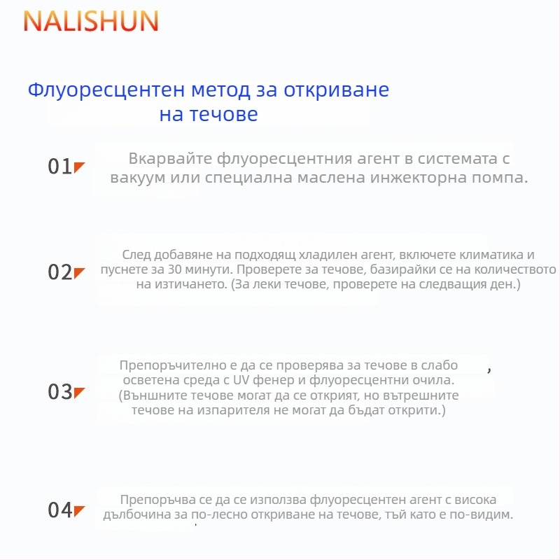 Комплект за откриване на течове в автомобилната климатизация – алуминиев корпус, пластмасова кутия, нето тегло 206 g, 4 части, There Shun