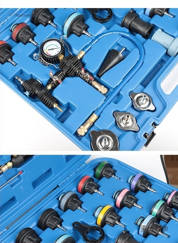 Автомобилен комплект за откриване на течове и тест на налягането в охладителната система, 28 части, вакуумен тестов комплект за смяна на охладителната течност