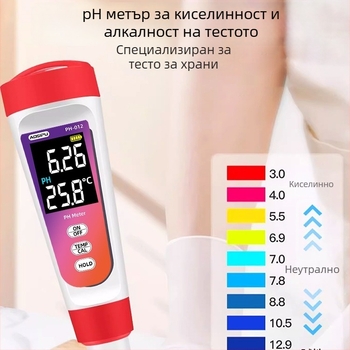 Тестер за pH и алкалност на тесто за пара хлебчета и пелмени