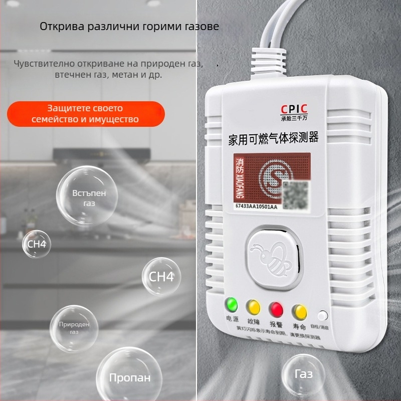 Газов алармен детектор с обхват 360°, метан/пропан, 220V, модел 310