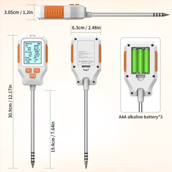 Почвен тестер 7 в 1: pH ±0,5, влажност ±10%, EC, светлина, плодородност