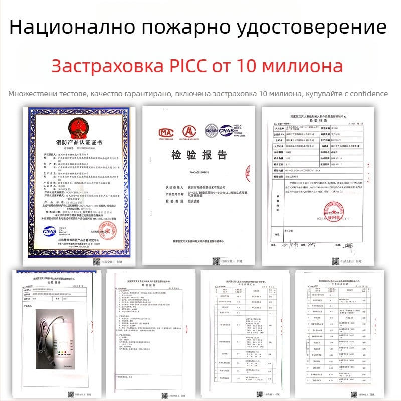 Газов алармен детектор за дома и кухнята – модел G55, стенен монтаж, захранване AC220V, кабелна комуникация, звуково и светлинно известяване