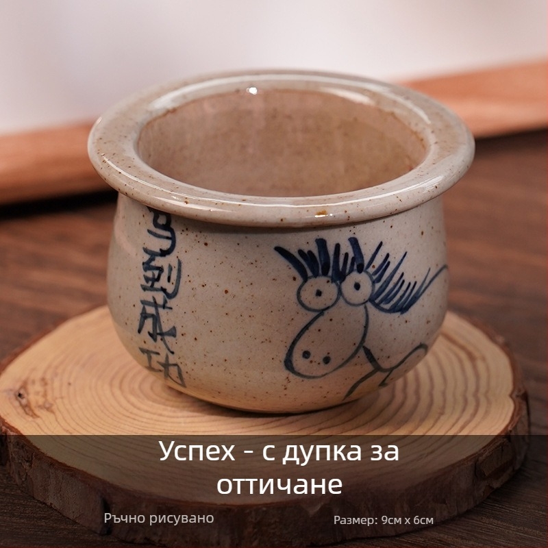 Керамична саксия за сукуленти, ръчно рисувана, дишаща, за стенен монтаж, настолен или окачен вариант, китайски стил