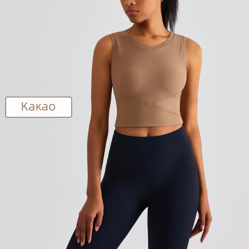 Йога потник с подплътени чашки - дишащ, фиксирани чашки, ударопоглъщащ, тънък силует