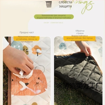 Пикник постелка с фланелена повърхност, водоустойчива за къмпинг, преносима и подсилена за групова употреба