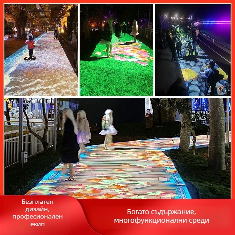 3D холографска AR външна земна интерактивна проекция за нощна разходка в парк — 1080p, 5000 лм, размер на изображението 600, 220V, енергийна ефективност първи клас